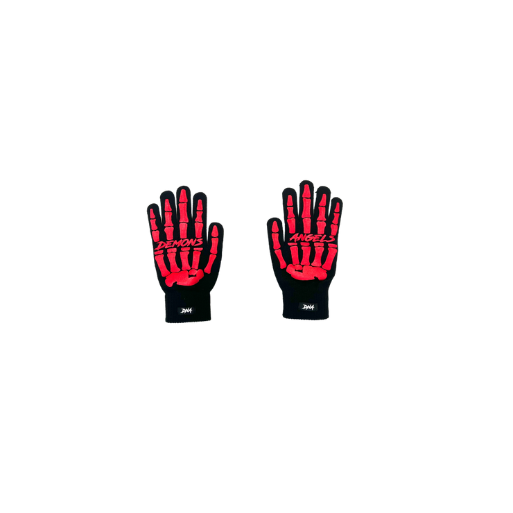 Skeleton Gloves Red N Black