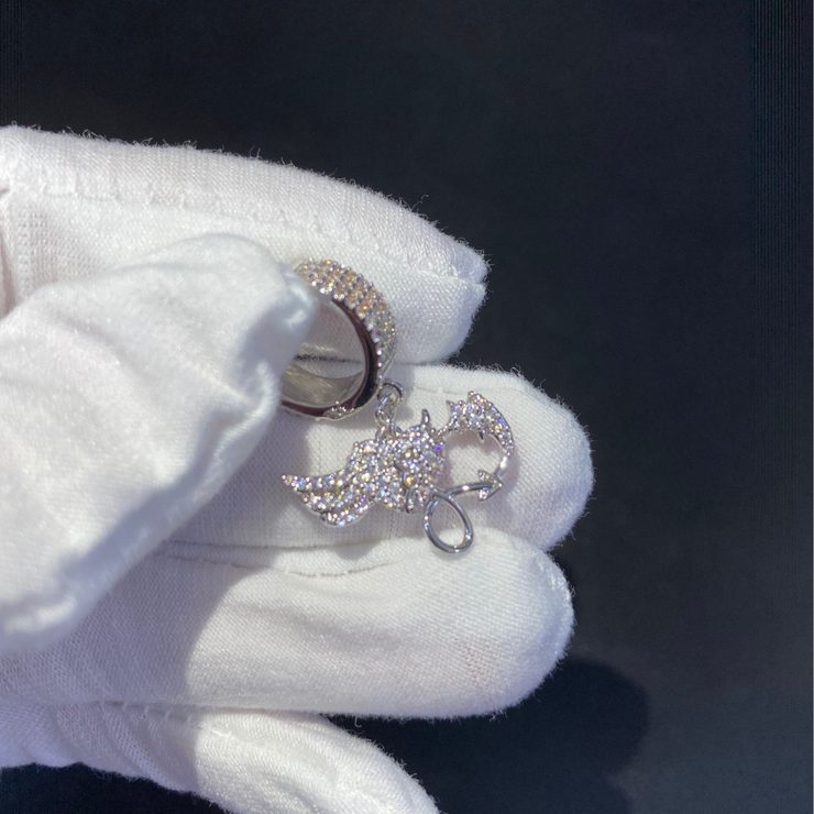 Silver Diamond Heart Cuff Earrings