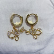 Gold Diamond Earrings Heart Cuff