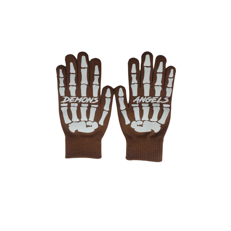Skeleton Gloves Brown/White