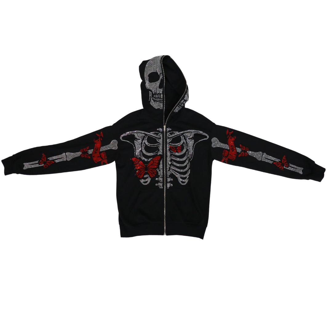 Red Butterfly Skelly Zip Up – Demons N Angels