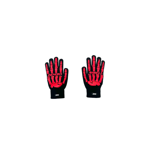 Skeleton Gloves Red N Black