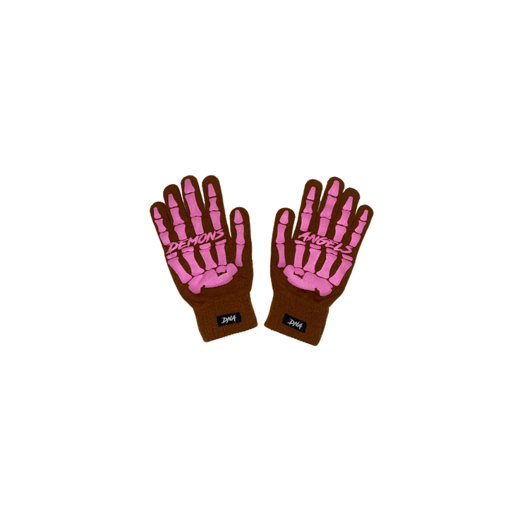 Skeleton Gloves Brown/Pink